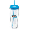 20 Oz. Clear Infuse Tumbler Cup W/Aqua Lid & Straw